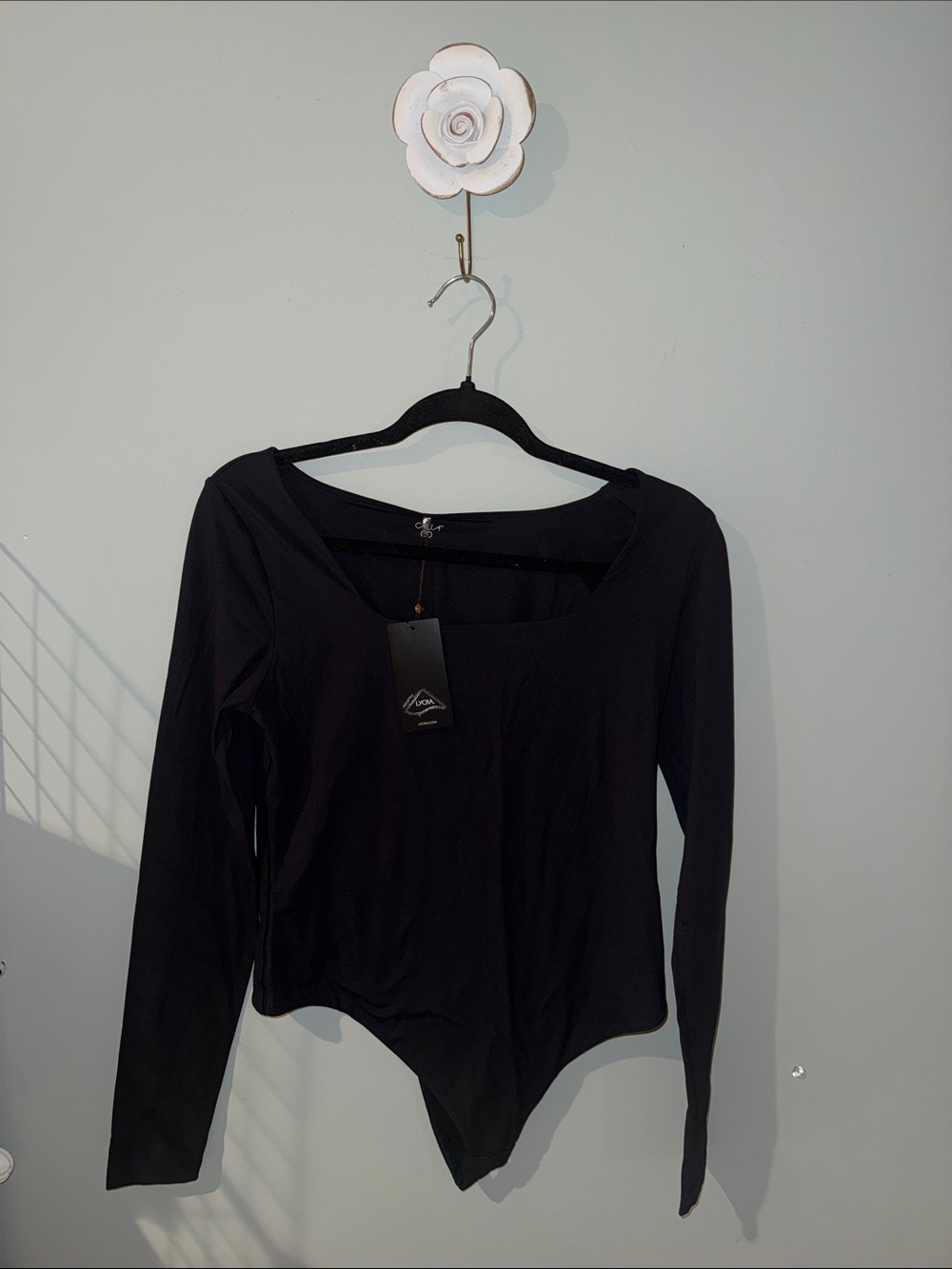 NWT CALIA by Carrie Underwood Black Long-Sleeve Scoop Neck Bodysuit